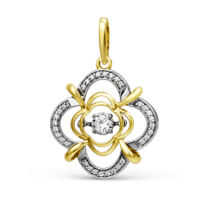 Подвеска из желтого золота с фианитами