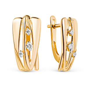 Серьги из красного золота с фианитами