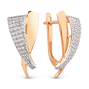 Серьги из красного золота с фианитами