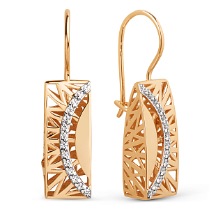 Серьги из красного золота с фианитами