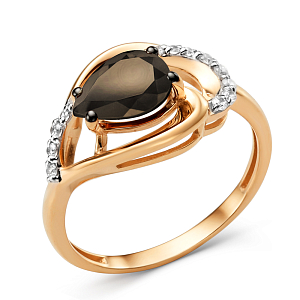 Кольцо из красного золота с раухтопазом