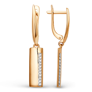 Серьги из красного золота с фианитами