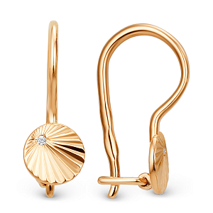 Серьги детские из красного золота с фианитами