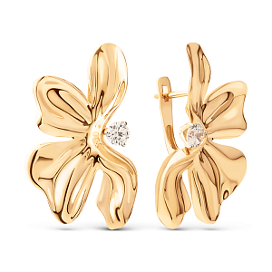 Серьги из красного золота с фианитами