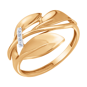 Кольцо из красного золота с фианитами