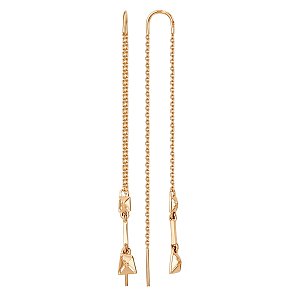 Серьги продевки из красного золота