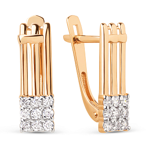 Серьги из красного золота с фианитами