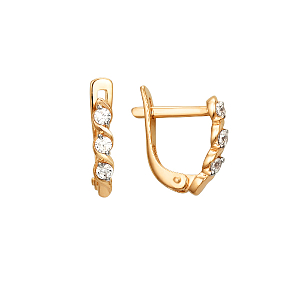 Серьги из красного золота с фианитами