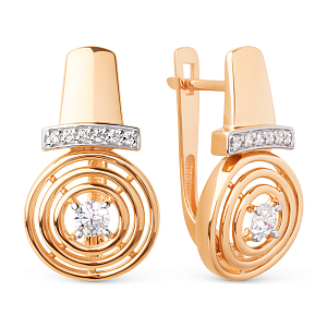 Серьги из красного золота с фианитами