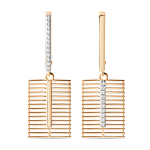 Серьги из красного золота с фианитами