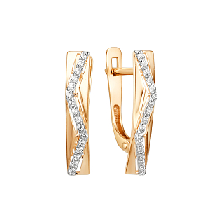 Серьги из красного золота с фианитами