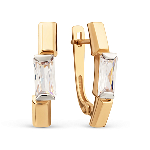 Серьги из красного золота с фианитами