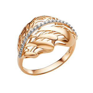 Кольцо из красного золота с фианитами