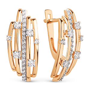 Серьги из красного золота с фианитами