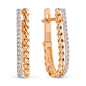 Серьги из красного золота с фианитами