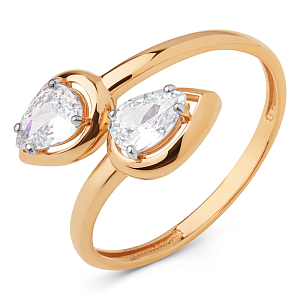 Кольцо из красного золота с фианитами