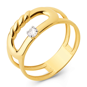 Кольцо из желтого золота с фианитом