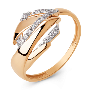 Кольцо из красного золота с фианитами