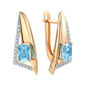 Серьги из красного золота с swiss топазами