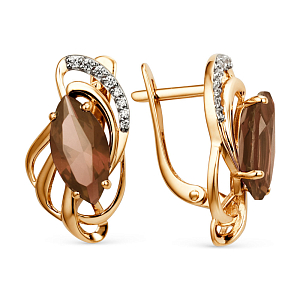 Серьги из красного золота с раухтопазами