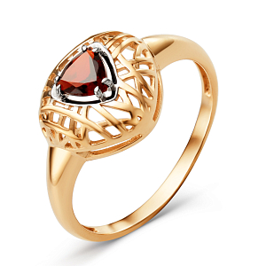 Кольцо из красного золота с гранатом