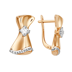 Серьги из красного золота с фианитами