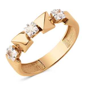 Кольцо из красного золота с фианитами