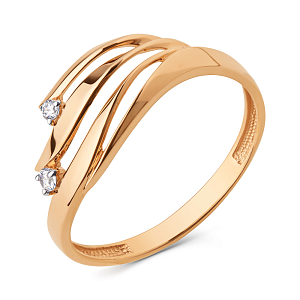 Кольцо из красного золота с фианитами