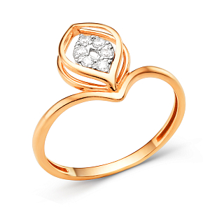 Кольцо из красного золота с фианитами