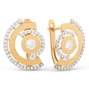 Серьги из красного золота с фианитами