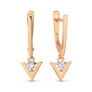 Серьги из красного золота с фианитами