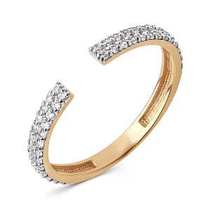 Кольцо из красного золота с фианитами