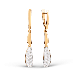 Серьги из красного золота с фианитами