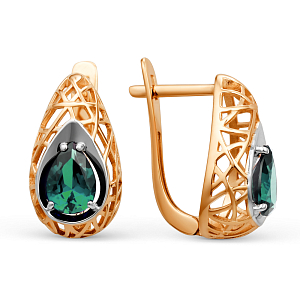 Серьги из красного золота с изумрудами