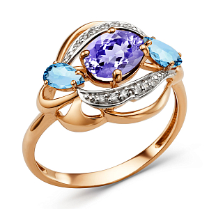 Кольцо из красного золота с swiss топазами