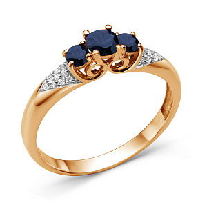 Кольцо из красного золота с корундами