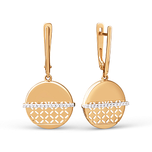 Серьги из красного золота с фианитами