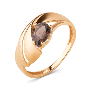 Кольцо из красного золота с раухтопазом