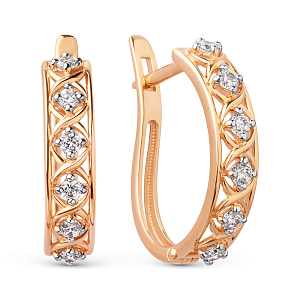 Серьги из красного золота с фианитами