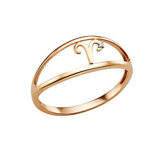 Кольцо из красного золота с фианитом