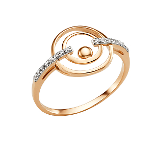 Кольцо из красного золота с фианитами