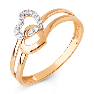 Кольцо из красного золота с фианитами