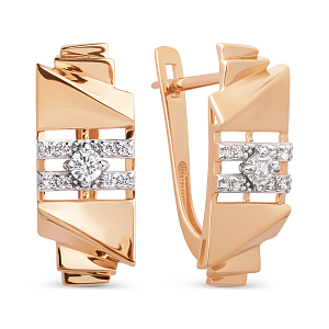 Серьги из красного золота с фианитами