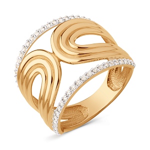 Кольцо из красного золота с фианитами