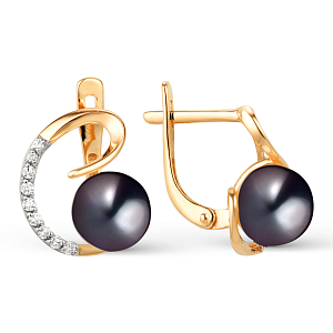 Серьги из красного золота с фианитами