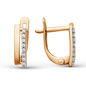 Серьги из красного золота с фианитами