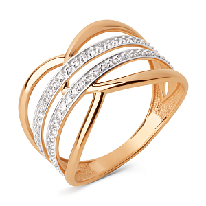 Кольцо из красного золота с фианитами