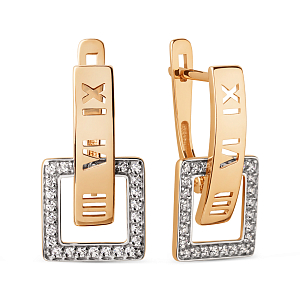 Серьги из красного золота с фианитами