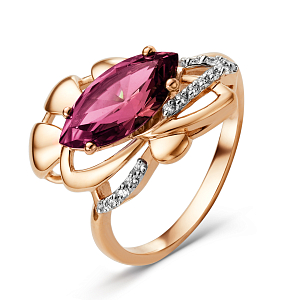 Кольцо из красного золота с корундом