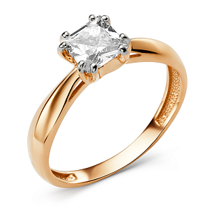 Кольцо из красного золота с фианитом